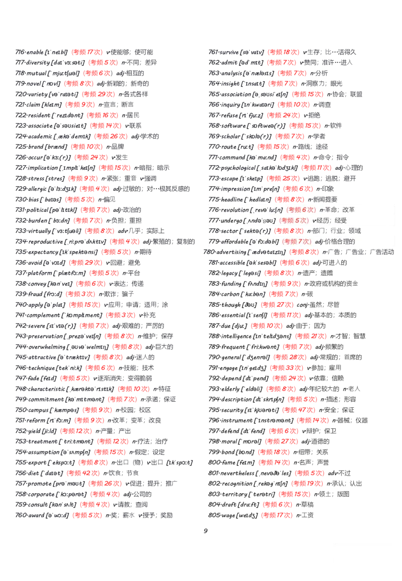 六级1000高频词有音标_英语四六级整合_英语四六级真题版本一此版本可作为补充_大学英语CET6_X0_02-高频词汇+答题卡