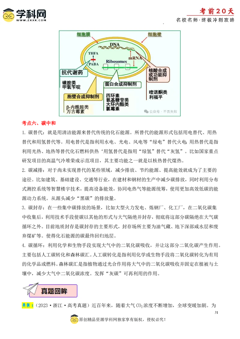 生物（四）-2024年高考考前20天终极冲刺攻略_2024高考押题卷_62024学科网全系列_20学科网高考考前终极攻略_生物-2024年高考考前20天终极冲刺攻略