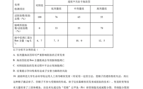 湖南省衡阳市第八中学2023-2024学年高三上学期第二次月考生物(1)_2023年10月_01每日更新_26号_2024届湖南省衡阳市第八中学高三上学期第二次月考