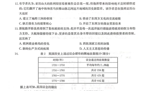 河北省2023-2024学年高三上学期开学省级联测考试历史(1)_2023年8月_028月合集_2024届河北省高三上学期省级联测考试
