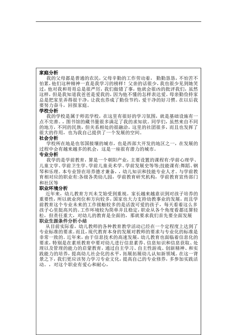大学生职业生涯发展规划书-学前教育_E6-职业规划_25学前教育专业