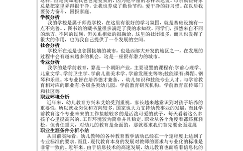 大学生职业生涯发展规划书-学前教育_E6-职业规划_25学前教育专业