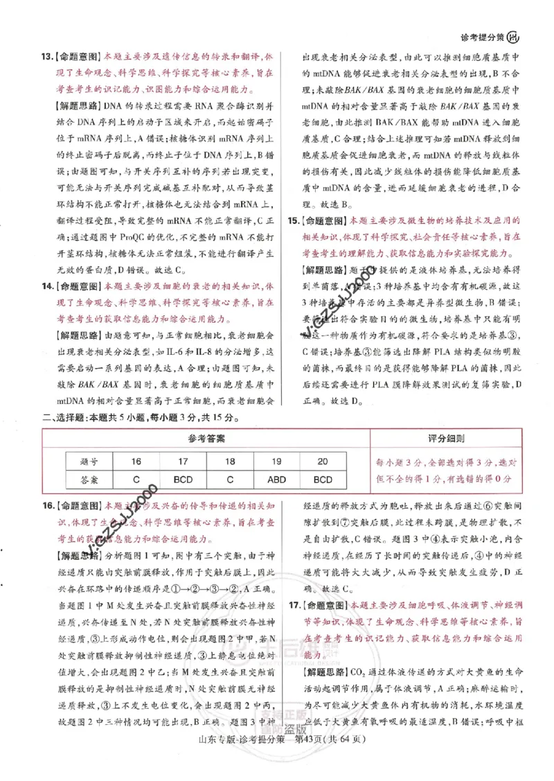 王后雄高考押题预测卷2024山东专版诊考提分册_2024高考押题卷_22024王hou雄_16王后雄押题_2024年王后雄高考押题预测卷（山东专版）