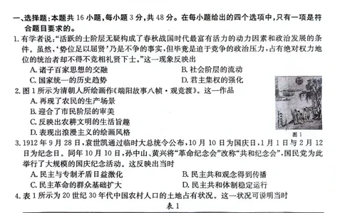 贵州省2024届高三10月金太阳大联考（24-111C）历史(1)_2023年10月_01每日更新_30号_2024届贵州省高三10月金太阳大联考（24-111C）