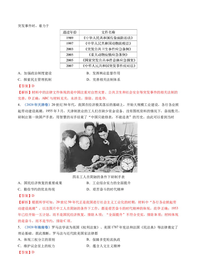 专题19选择性必修一：国家制度与社会治理（解析卷）_近10年高考真题汇编（必刷）_十年（2014-2024）高考历史真题分项汇编（全国通用）