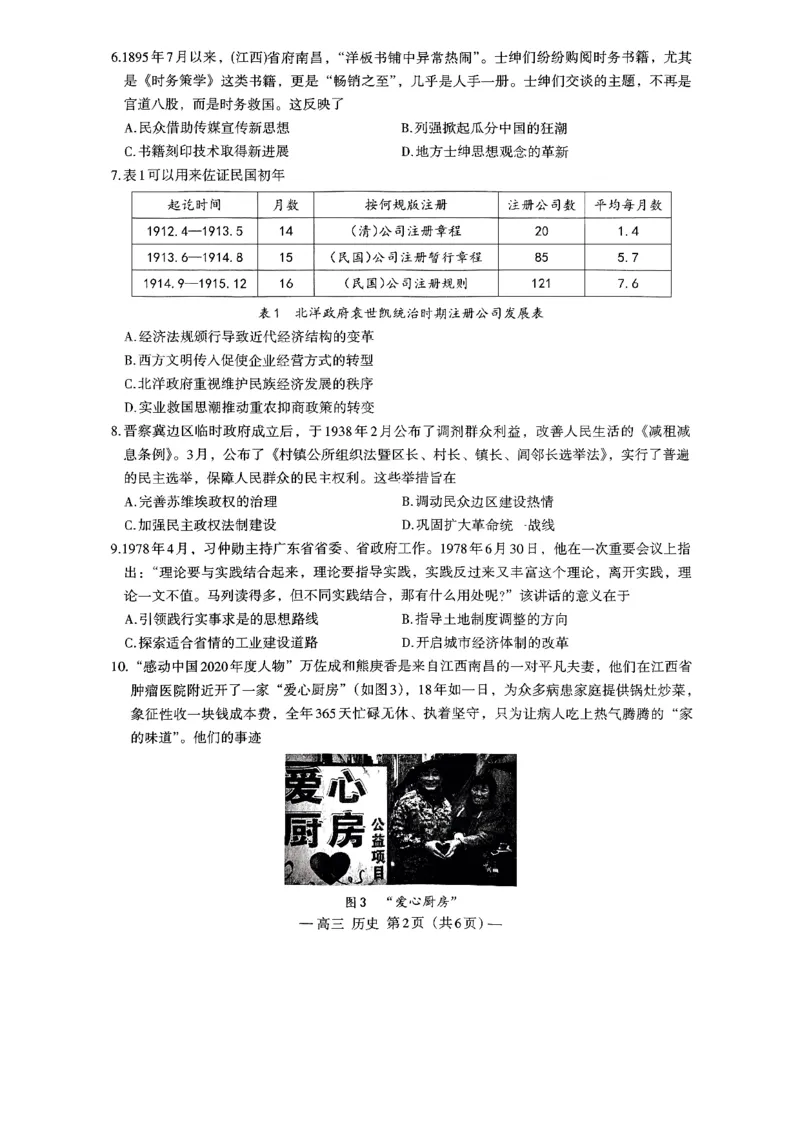 2024届江西省南昌市HGT高三第一次模拟考试-历史(1)_2024年3月_013月合集_2024届江西省南昌市HGT高三第一次模拟考试