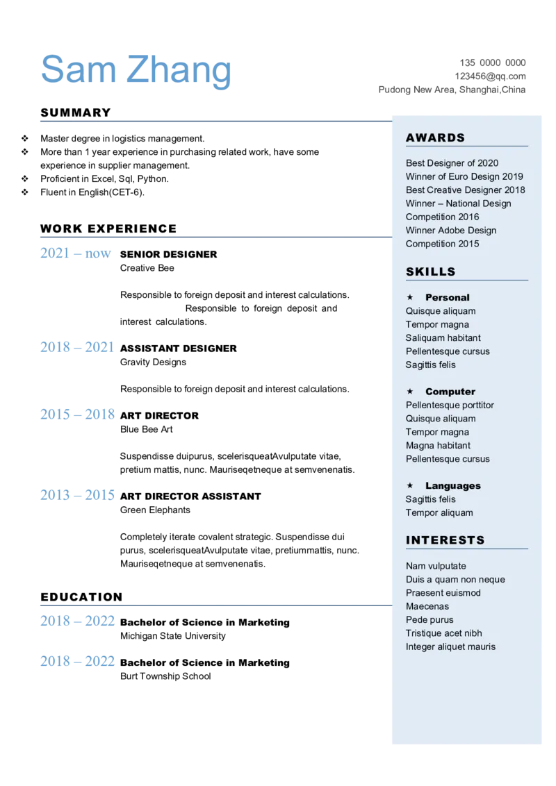 2高端简洁英文CV简历(57)_各类简历_简历模板(1)_英文简历模版86套2025版_