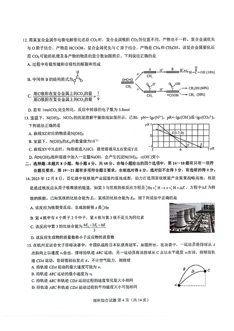 2024届河南省郑州市名校教研联盟高三下学期模拟预测理综试题_2024年3月_013月合集_2024届河南郑州名校教研联盟高三下学期模拟预测