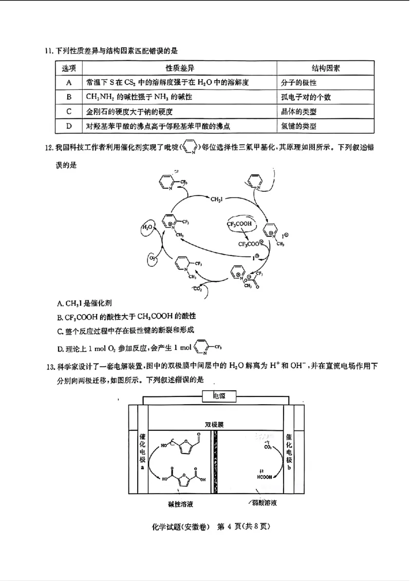 2024届华大新高考联盟高三4月联考-化学+答案(1)_2024年4月_024月合集_2024届华大新高考联盟高三4月联考