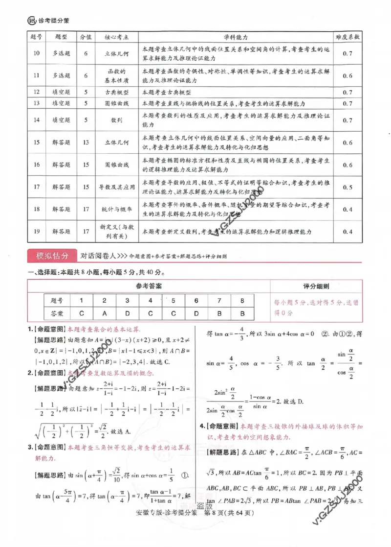 王后雄高考押题预测卷2024安徽专版诊考提分册_2024高考押题卷_22024王hou雄_16王后雄押题_2024年王后雄高考押题预测卷（安徽专版）