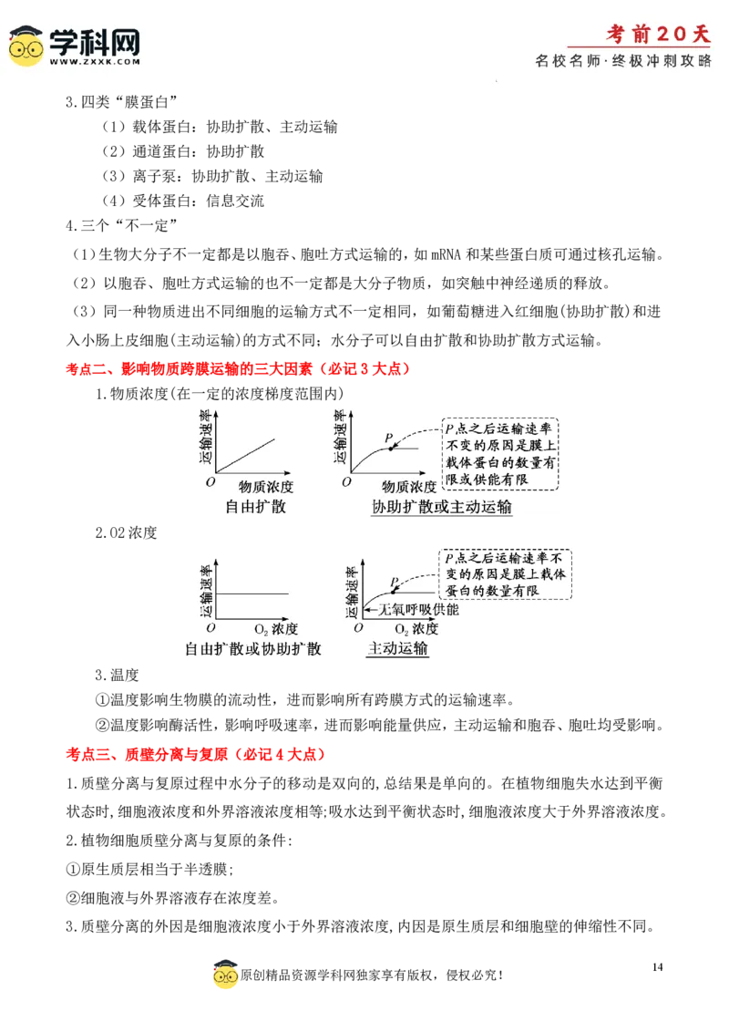 生物（一）-2024年高考考前20天终极冲刺攻略_2024高考押题卷_62024学科网全系列_20学科网高考考前终极攻略_生物-2024年高考考前20天终极冲刺攻略
