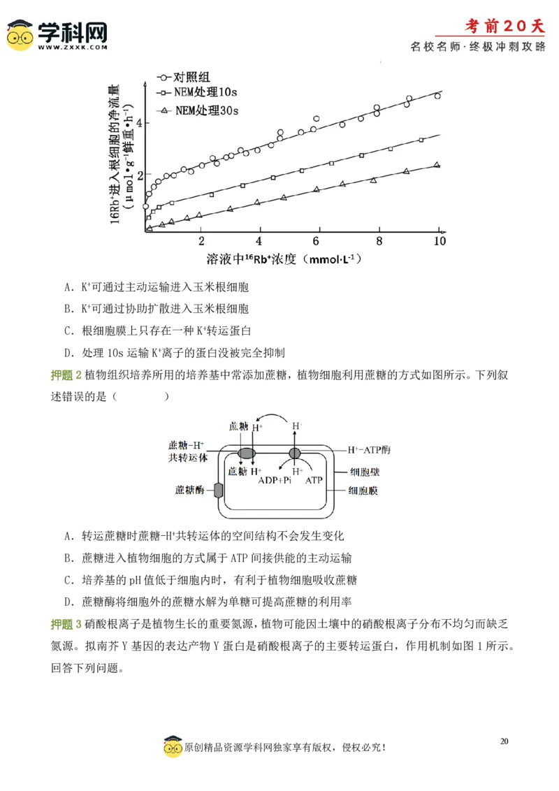 生物（一）-2024年高考考前20天终极冲刺攻略_2024高考押题卷_62024学科网全系列_20学科网高考考前终极攻略_生物-2024年高考考前20天终极冲刺攻略
