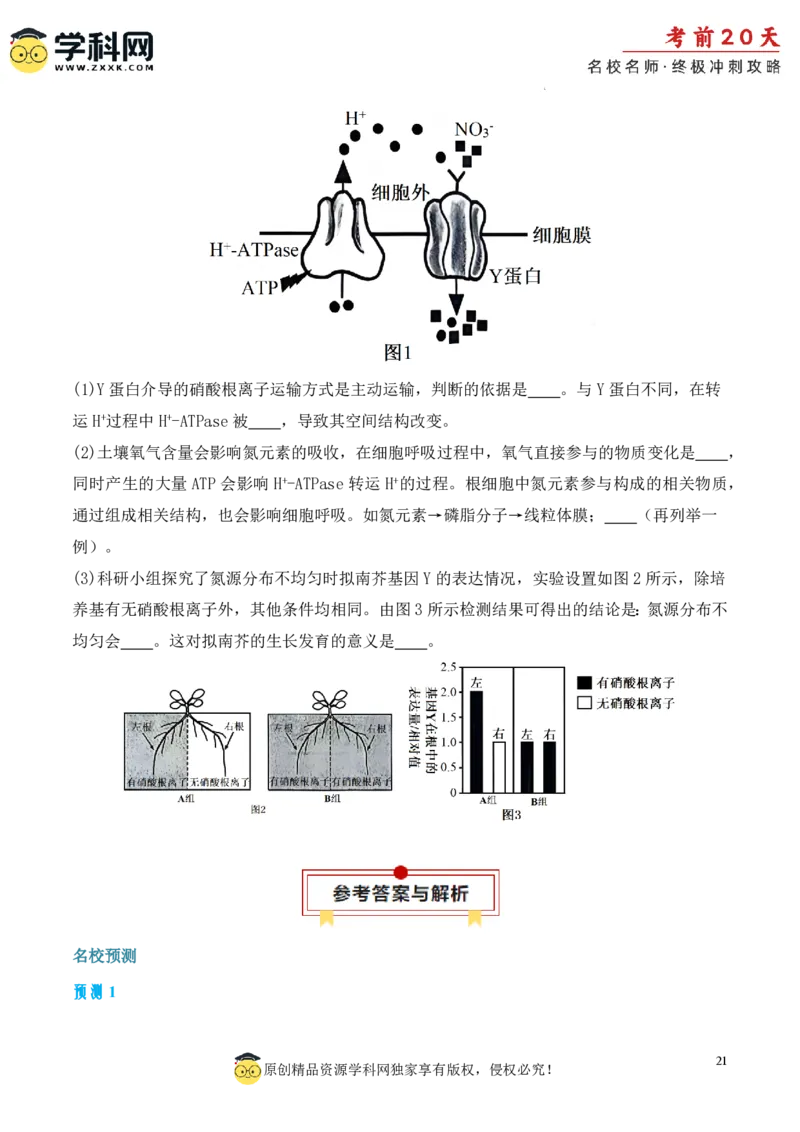 生物（一）-2024年高考考前20天终极冲刺攻略_2024高考押题卷_62024学科网全系列_20学科网高考考前终极攻略_生物-2024年高考考前20天终极冲刺攻略