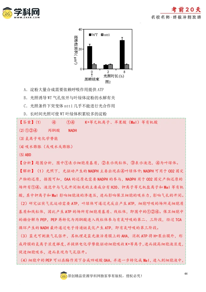 生物（一）-2024年高考考前20天终极冲刺攻略_2024高考押题卷_62024学科网全系列_20学科网高考考前终极攻略_生物-2024年高考考前20天终极冲刺攻略
