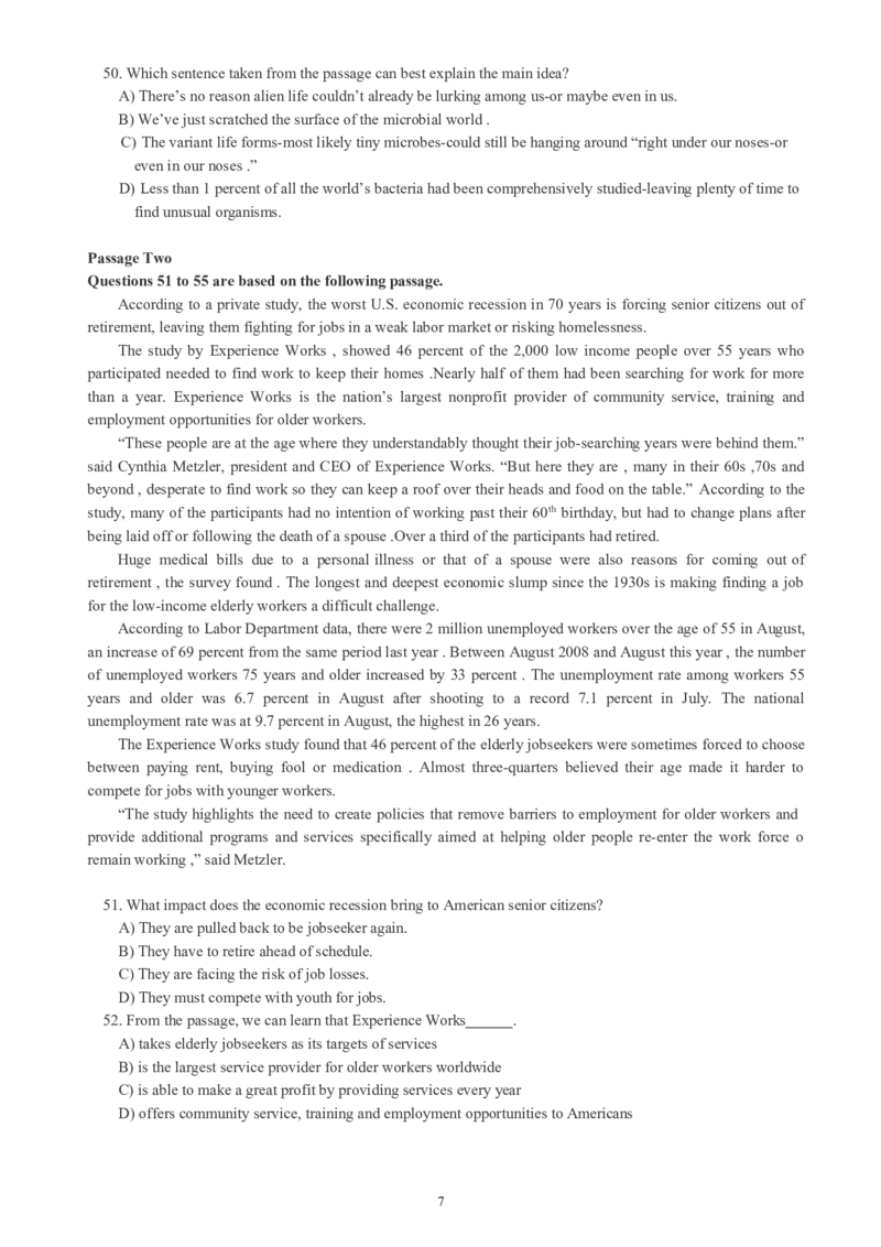 四级通关模拟卷第一套_英语四六级整合_英语四六级真题版本一此版本可作为补充_大学英语CET4_X0_03-四级模拟题_四级模拟题1-5套（赠送）_四级通关模拟卷（1）