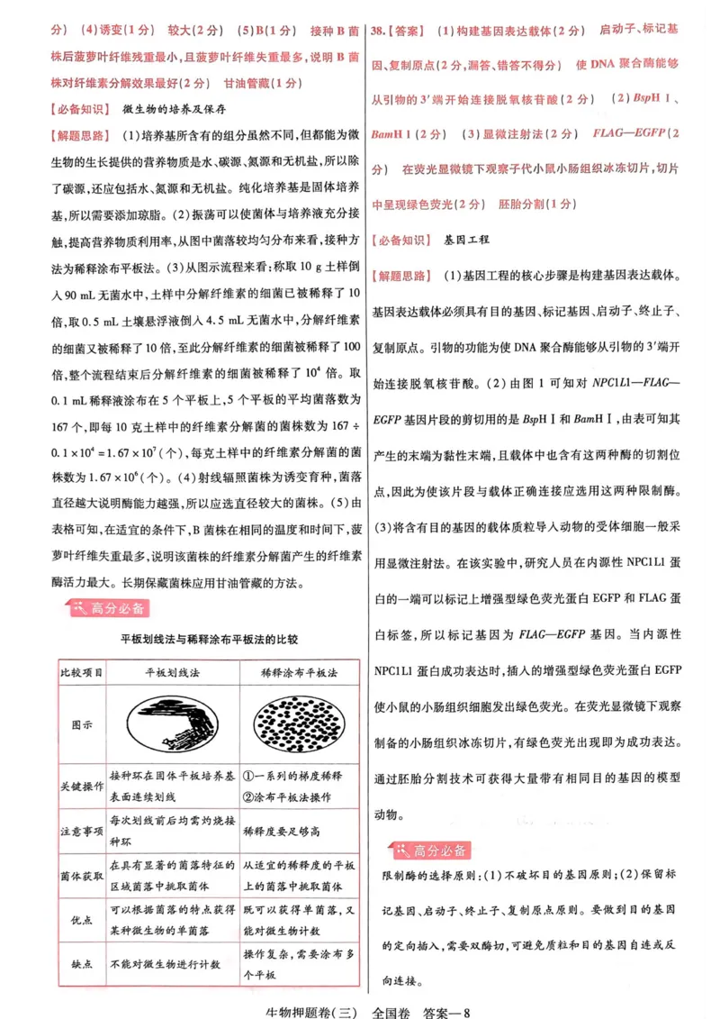 生物答案_2023高考押题卷_2023版天星金考卷最后一卷_全国卷版_最后一卷&middot;生物