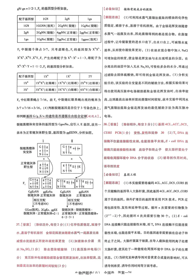 生物答案_2023高考押题卷_2023版天星金考卷最后一卷_全国卷版_最后一卷&middot;生物