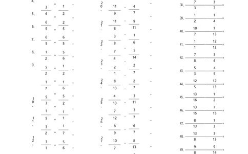 分数加减混合第71~90篇（初级）_编码0121-6年级数学口算计算_口算题（适合5年级）_分数-加减混合（280篇）_（分数）加减混合初级（100篇）