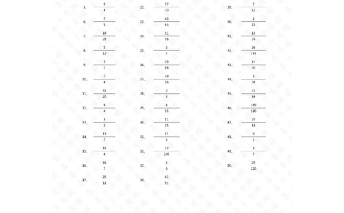 分数加减混合第31~50篇（初级）答案_编码0121-6年级数学口算计算_口算题（适合5年级）_分数-加减混合（280篇）_（分数）加减混合初级（100篇）