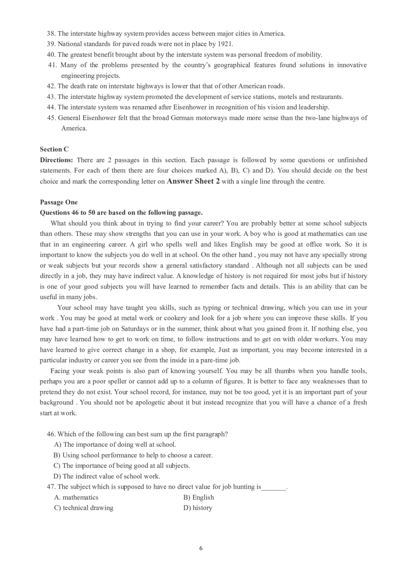 四级通关模拟卷第四套_英语四六级整合_英语四六级真题版本一此版本可作为补充_大学英语CET4_X0_03-四级模拟题_四级模拟题1-5套（赠送）_四级通关模拟卷（4）