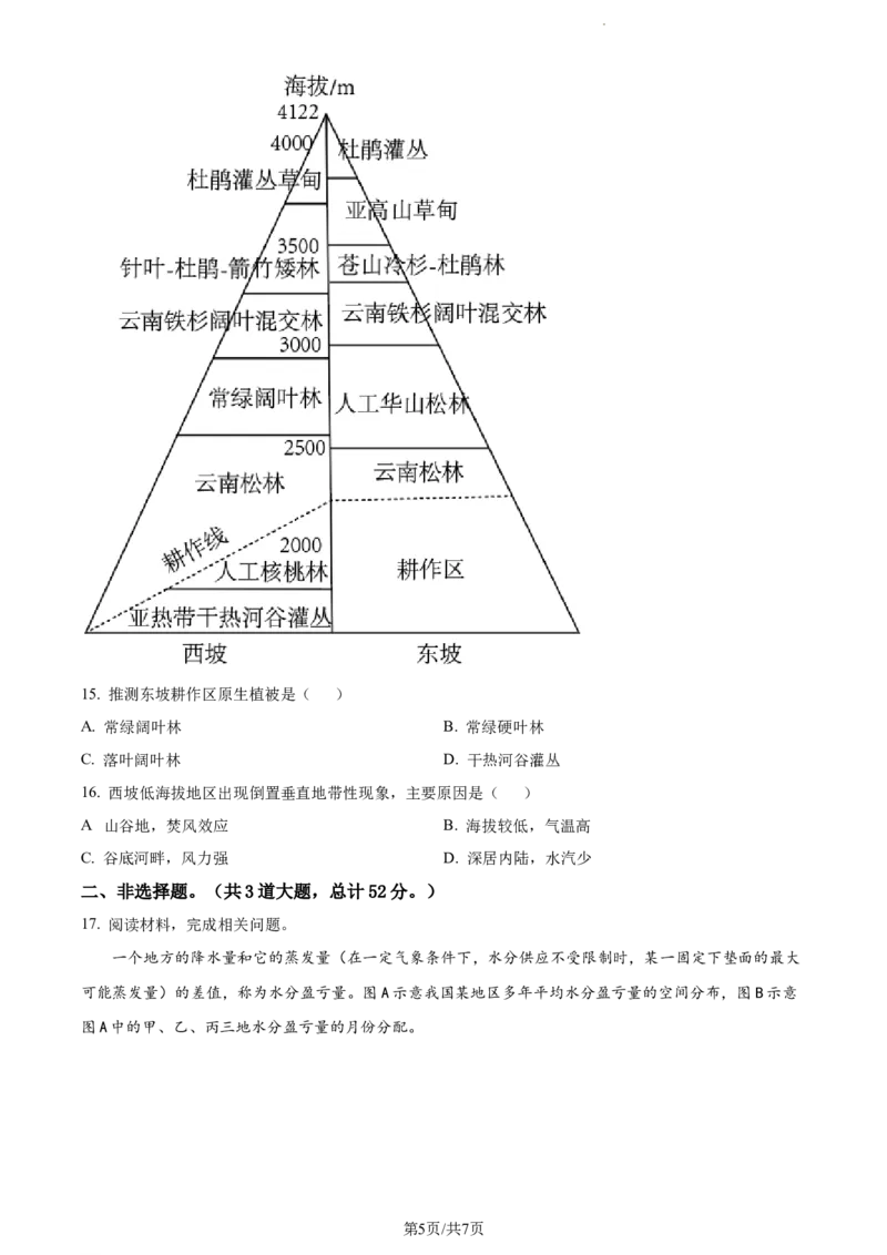 精品解析：辽宁省大连市滨城高中联盟2023-2024学年高三上学期10月期中地理试题（原卷版）(1)_2023年10月_0210月合集_2024届辽宁省大连市滨城高中联盟高三上学期10月期中考试