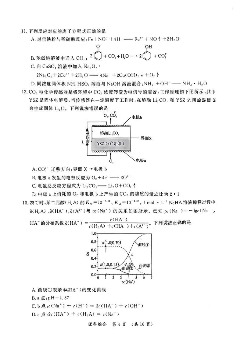 2024届河南省开封市高三下学期第二次质量检测理科综合试题_2024年3月_013月合集_2024届河南省开封市高三下学期第二次质量检测_2024届河南省开封市高三下学期第二次质量检测-理科综合