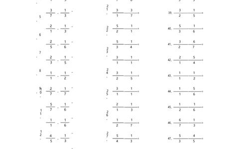 分数减法第1~20篇（初级）_编码0121-6年级数学口算计算_口算题（适合5年级）_分数-减法（200篇）_（分数）减法初级（100篇）