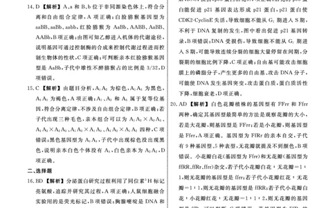 辽宁省名校联盟2023-2024学年高三上学期9月联考生物答案(1)_2023年9月_029月合集_2024届辽宁省名校联盟高三上学期开学统考