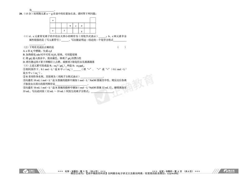 新高考《正确小卷》2024总复习化学质检卷_2024高考押题卷_72024正确教育全系列_2024年正确小卷全系列_（新高考）2024《正确小卷&middot;复习质检卷》（九科全）各两套