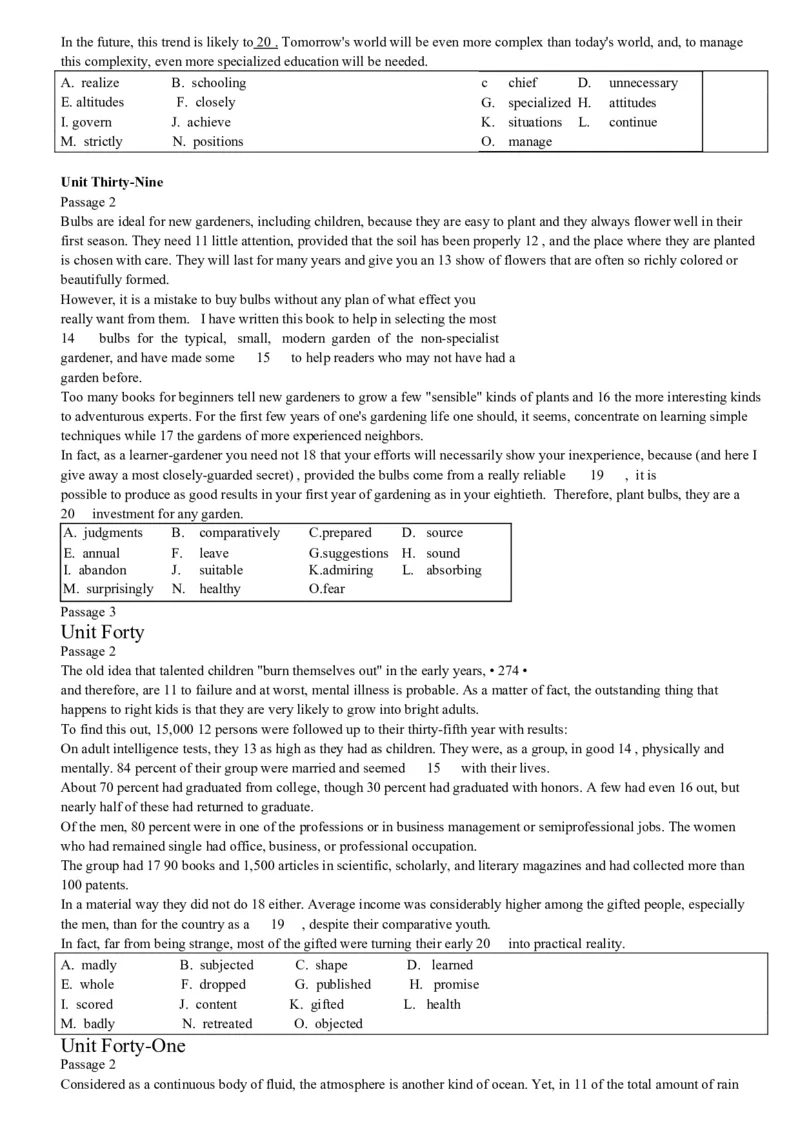 大学英语四级考试15选10专项训练_英语四六级整合_英语四六级真题版本二此版为主此文件夹会持续更新_四六级单词汇总_四级单词_赠四六级加油包_阅读
