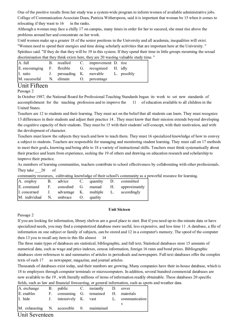 大学英语四级考试15选10专项训练_英语四六级整合_英语四六级真题版本二此版为主此文件夹会持续更新_四六级单词汇总_四级单词_赠四六级加油包_阅读