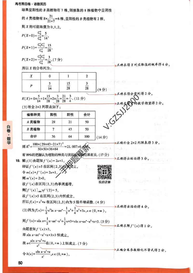 白卷数学评分标准及详解详析_2024高考押题卷_32024腾远黑白卷_2024腾远高考黑白卷（新课标卷）_白卷答案