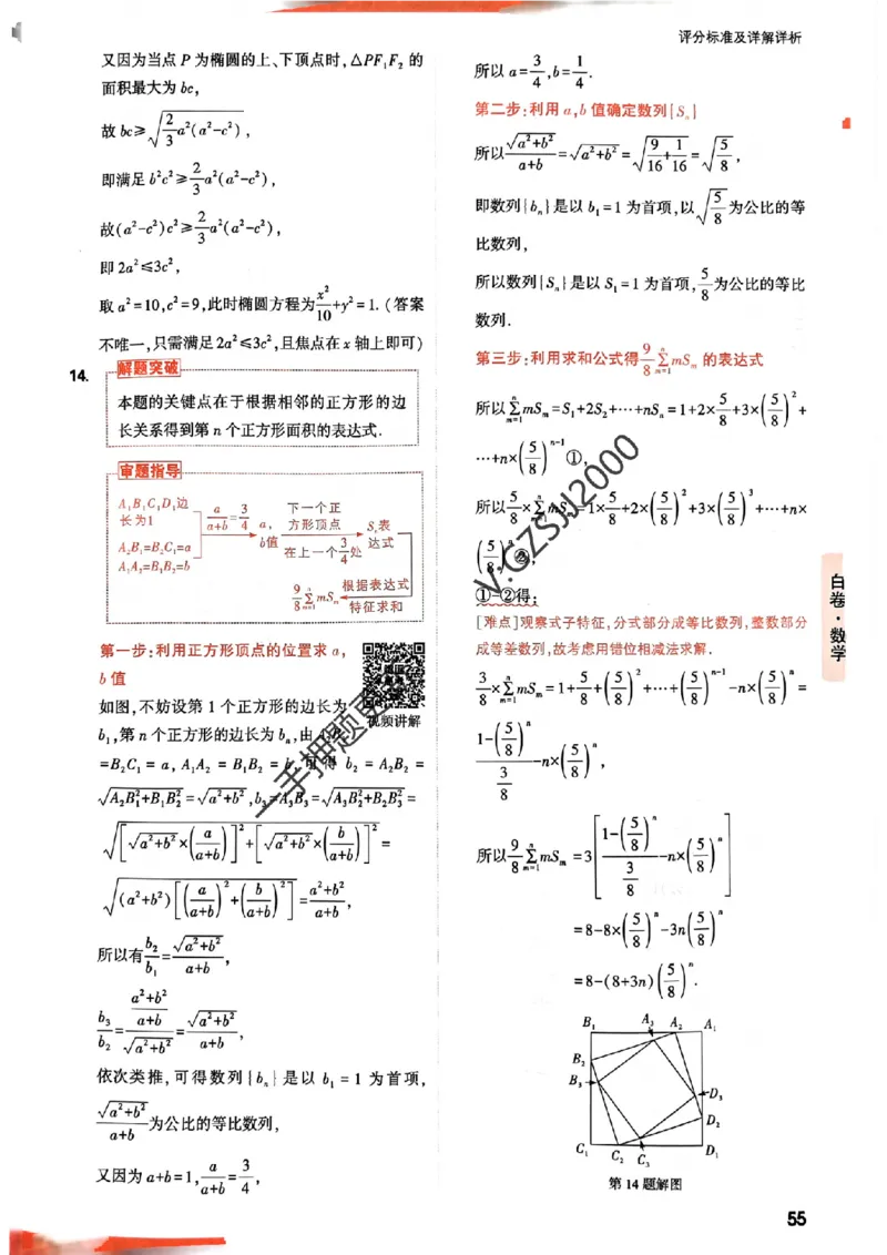 白卷数学评分标准及详解详析_2024高考押题卷_32024腾远黑白卷_2024腾远高考黑白卷（新课标卷）_白卷答案