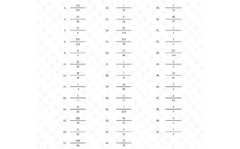 分数加减混合第41-60篇（高级）答案_编码0121-6年级数学口算计算_口算题（适合5年级）_分数-加减混合（280篇）_（分数）加减混合高级2～（80篇）