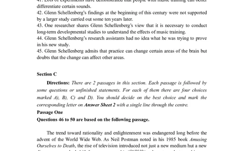2021年12月大学英语六级考试题（第3套）_历年英语四六级真题+解析合集2015-2023.6_2021年12月英语四六级_2021年12月英语六级真题及答案解析（三套全）