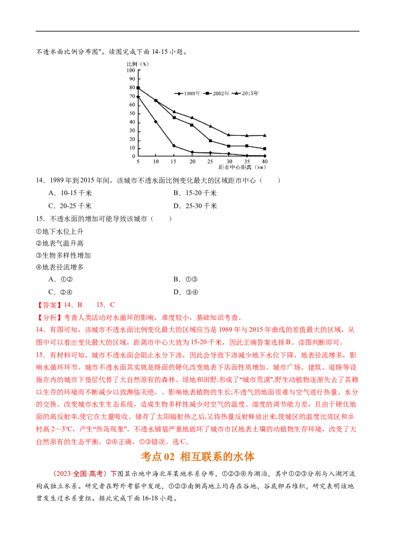专题04地球上的水及其运动-五年（2019-2023）高考地理真题分项汇编（解析版）_赠送：2008-2024全套高考真题_高考地理真题_送高考地理五年真题(2019-2023)分项汇编（全国通用）