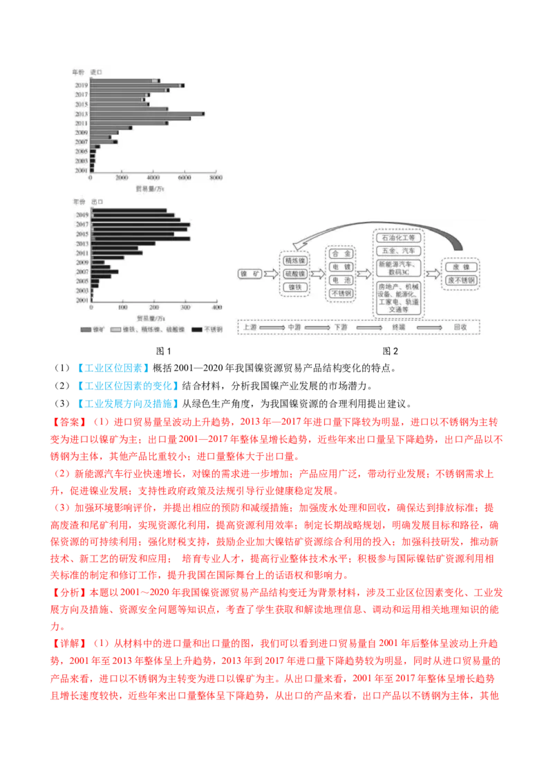 专题11工业和服务业2024年高考真题和模拟题地理分类汇编（教师卷）_近10年高考真题汇编（必刷）_十年（2014-2024）高考地理真题分项汇编（全国通用）