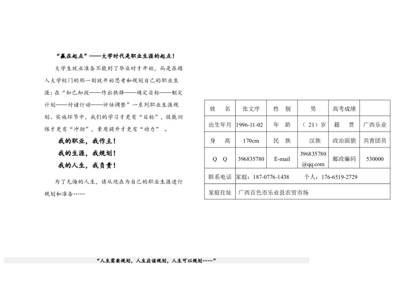张文序--《职业生涯规划书》参赛_E6-职业规划_93精选范本
