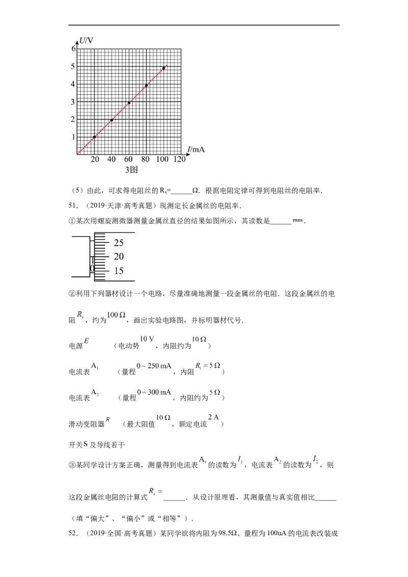 专题18电学实验(原卷版)_赠送：2008-2024全套高考真题_高考物理真题_送高考物理五年真题(2019-2023)分项汇编（全国通用）