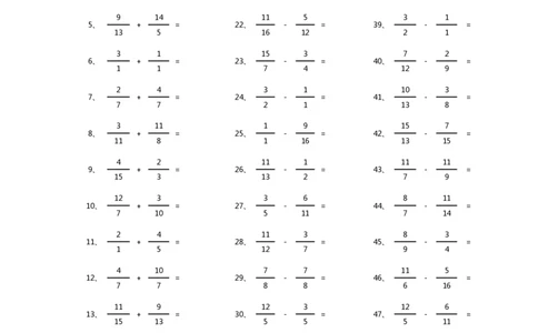 分数加减混合第61-80篇（高级）_编码0121-6年级数学口算计算_口算题（适合5年级）_分数-加减混合（280篇）_（分数）加减混合高级2～（80篇）