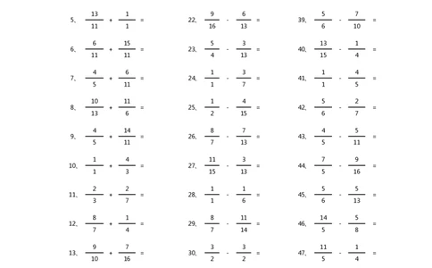 分数加减混合第61-80篇（高级）_编码0121-6年级数学口算计算_口算题（适合5年级）_分数-加减混合（280篇）_（分数）加减混合高级2～（80篇）