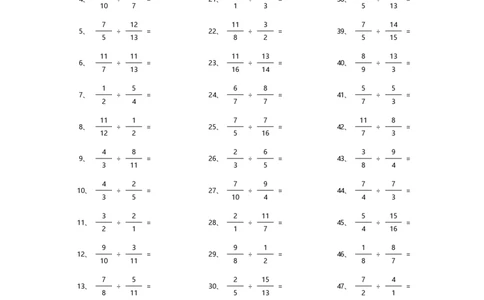 分数除法第21-50篇_编码0121-6年级数学口算计算_口算题（适合6年级）(1)_分数-除法（200篇）_（分数）除法高级（100篇）