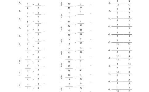 分数加减混合第51~70篇（初级）_编码0121-6年级数学口算计算_口算题（适合5年级）_分数-加减混合（280篇）_（分数）加减混合初级（100篇）