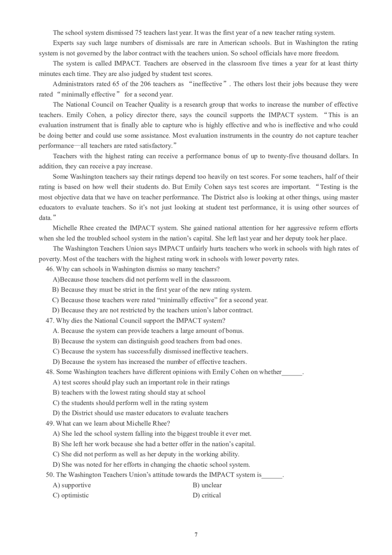 四级通关模拟卷第三套_英语四六级整合_英语四六级真题版本一此版本可作为补充_大学英语CET4_X0_03-四级模拟题_四级模拟题1-5套（赠送）_四级通关模拟卷（3）