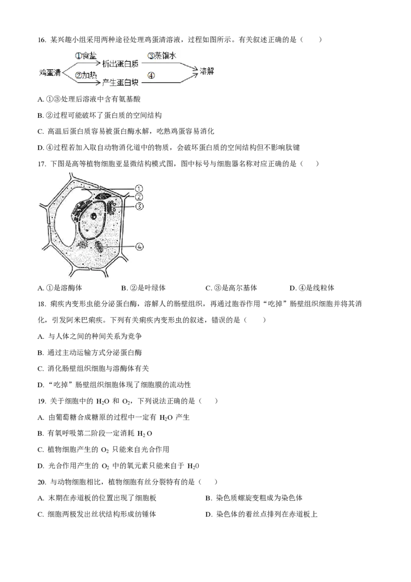 黑龙江省佳木斯高中教学联合体2023-2024学年高三上学期10月月考试题生物(1)_2023年10月_01每日更新_18号_2024届黑龙江省佳木斯高中教学联合体高三上学期10月月考