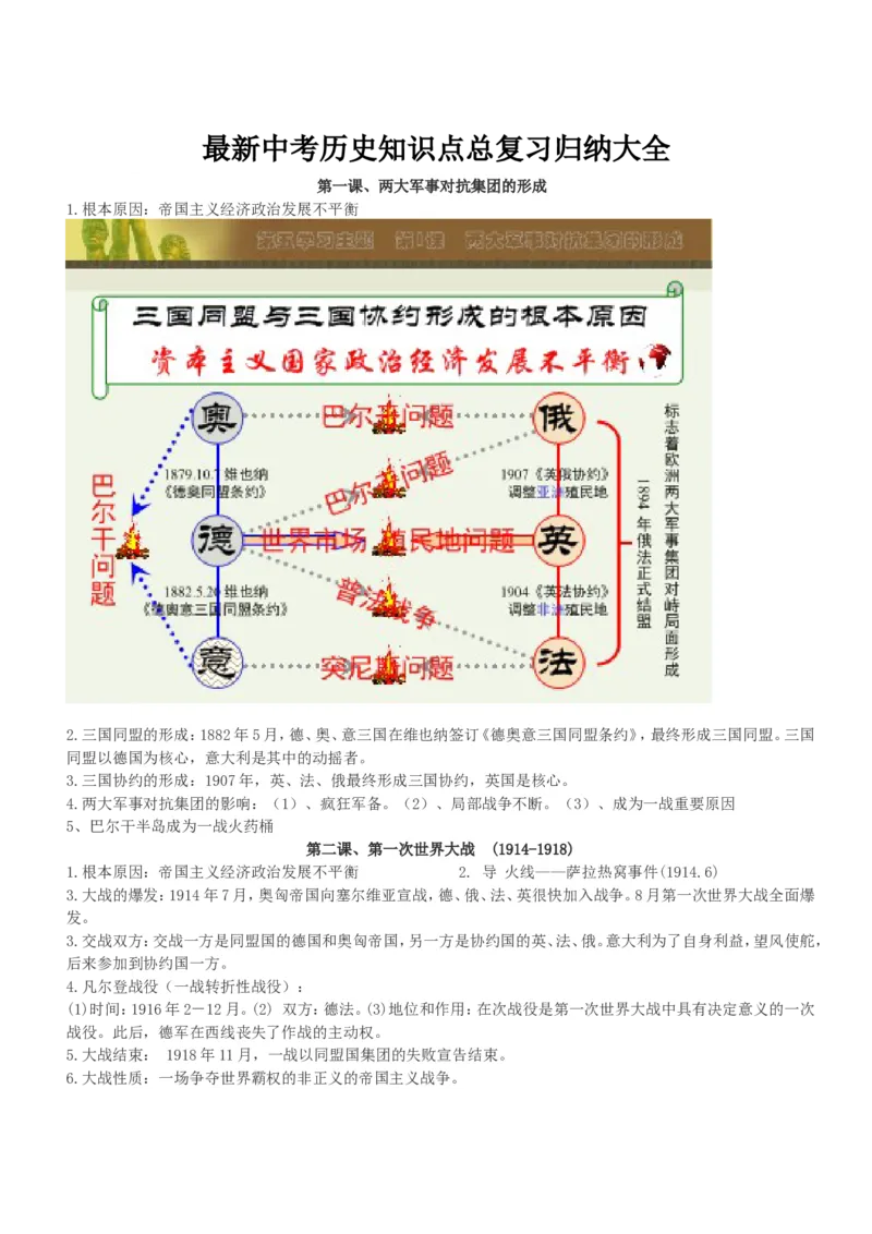 最新2019年中考历史知识点总复习归纳大全_赠送小初高学霸笔记等_小初高知识点_小初高知识点_中考历史知识点