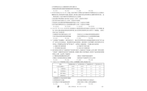 浙江强基联盟2023学年第一学期高三年级9月联考政治(1)_2023年9月_029月合集_2024届浙江强基联盟高三上学期9月联考