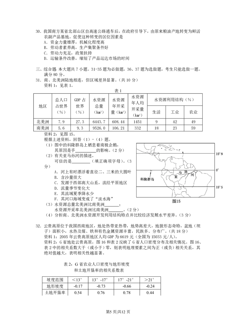 2007年广东高考地理真题及答案_赠送：2008-2024全套高考真题_高考地理真题_旧1990-2007&middot;高考地理真题_1990-2007&middot;高考地理真题&middot;PDF_广东