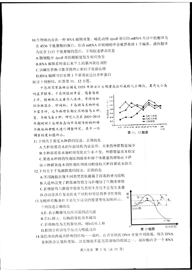 2024届浙江省杭州市高三下学期二模生物试题_2024年4月_01按日期_10号_2024届浙江省杭州市高三二模_2024届浙江省杭州市高三下学期教学质量检测（二模）生物试题+