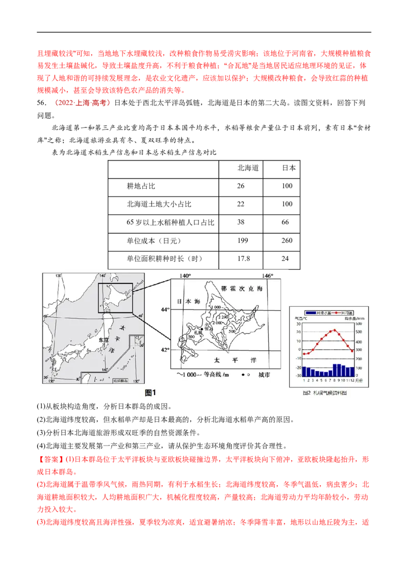 专题10农业-五年（2019-2023）高考地理真题分项汇编（解析版）_赠送：2008-2024全套高考真题_高考地理真题_送高考地理五年真题(2019-2023)分项汇编（全国通用）